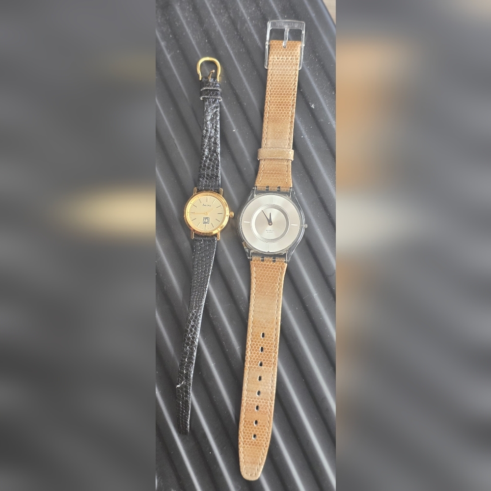 Working Snaky Vintage Swatch AG1999 Wristwatch Original Leather Strap + Bulova
